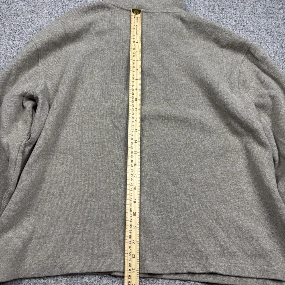 Polo Ralph Lauren Mens XL Quarter Zip Pullover Sweater Tan Cotton Heather Short